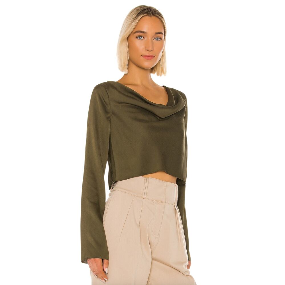 L'Academie The Florina Top in Olive Green Size Large